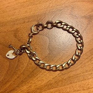 Fossil Gold Tone Link Charm Bracelet